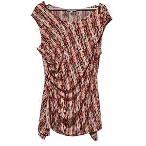 CHAUS New York Draped rouched blouse multi color sleeveless